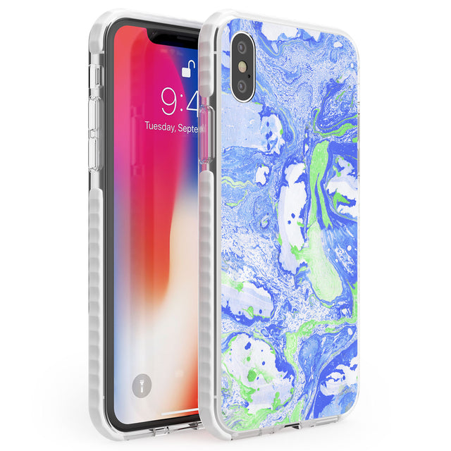 Dark Blue & Green Marbled Paper Pattern Phone Case iPhone X / iPhone XS / Impact Case,iPhone XR / Impact Case,iPhone XS MAX / Impact Case Blanc Space