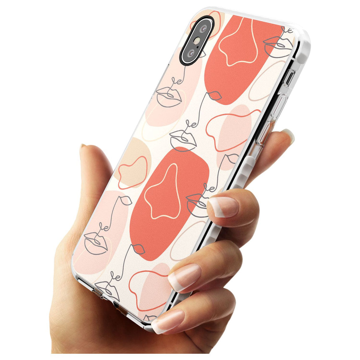 Minimal Line Art Stylish Abstract Faces Impact Phone Case for iPhone X XS Max XR