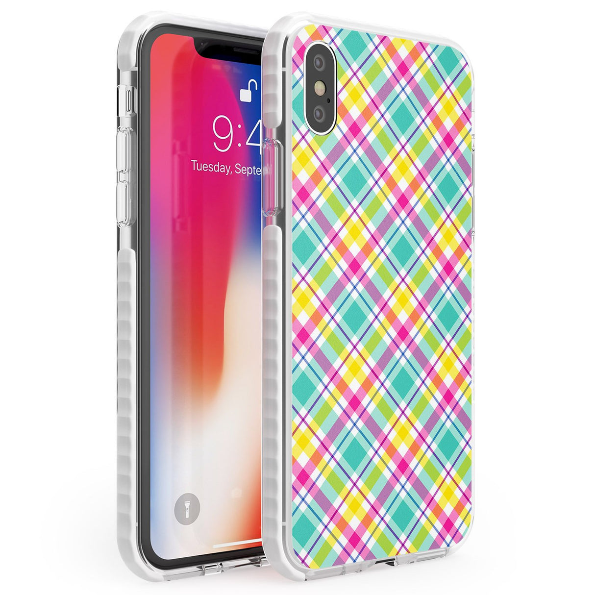 Crosshatch Plaid Phone Case iPhone X / iPhone XS / Impact Case,iPhone XR / Impact Case,iPhone XS MAX / Impact Case Blanc Space