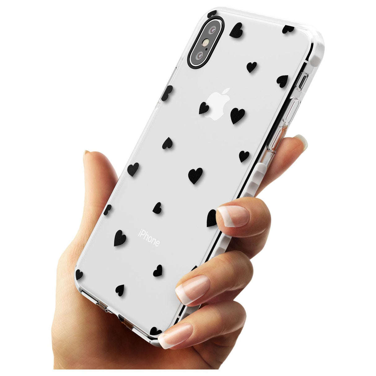 Black Hearts Pattern Impact Phone Case for iPhone X XS Max XR