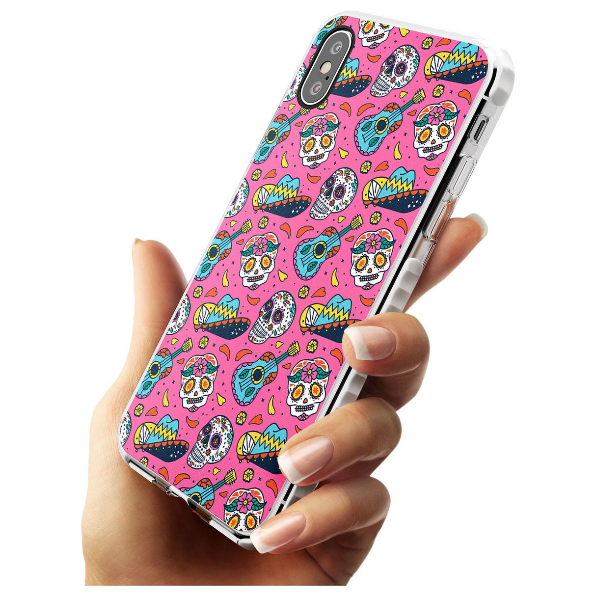 Pink Day of The Dead Pattern Impact Phone Case for iPhone X XS Max XR