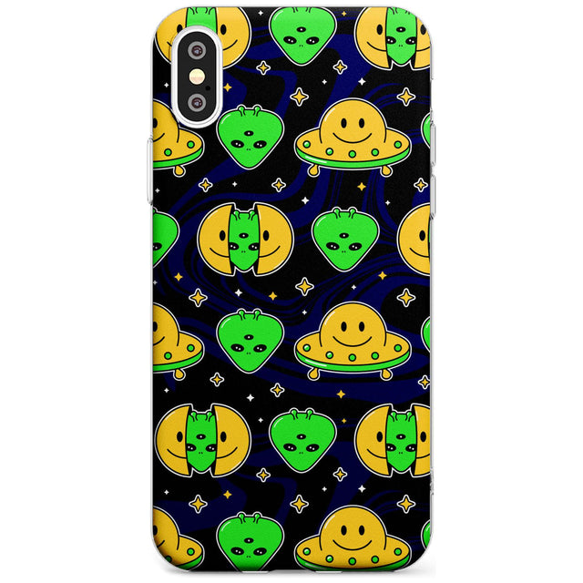 Alien Head Pattern Slim TPU Phone Blanc Space X XS Max XR