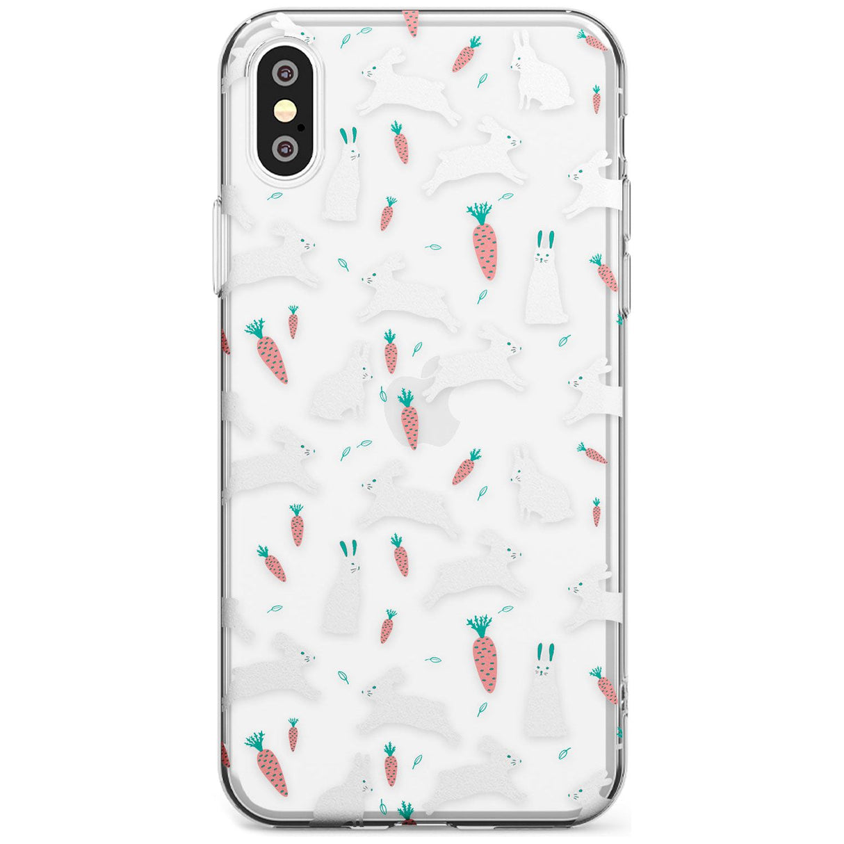 White Bunnies and Carrots Slim TPU Phone Blanc Space X XS Max XR