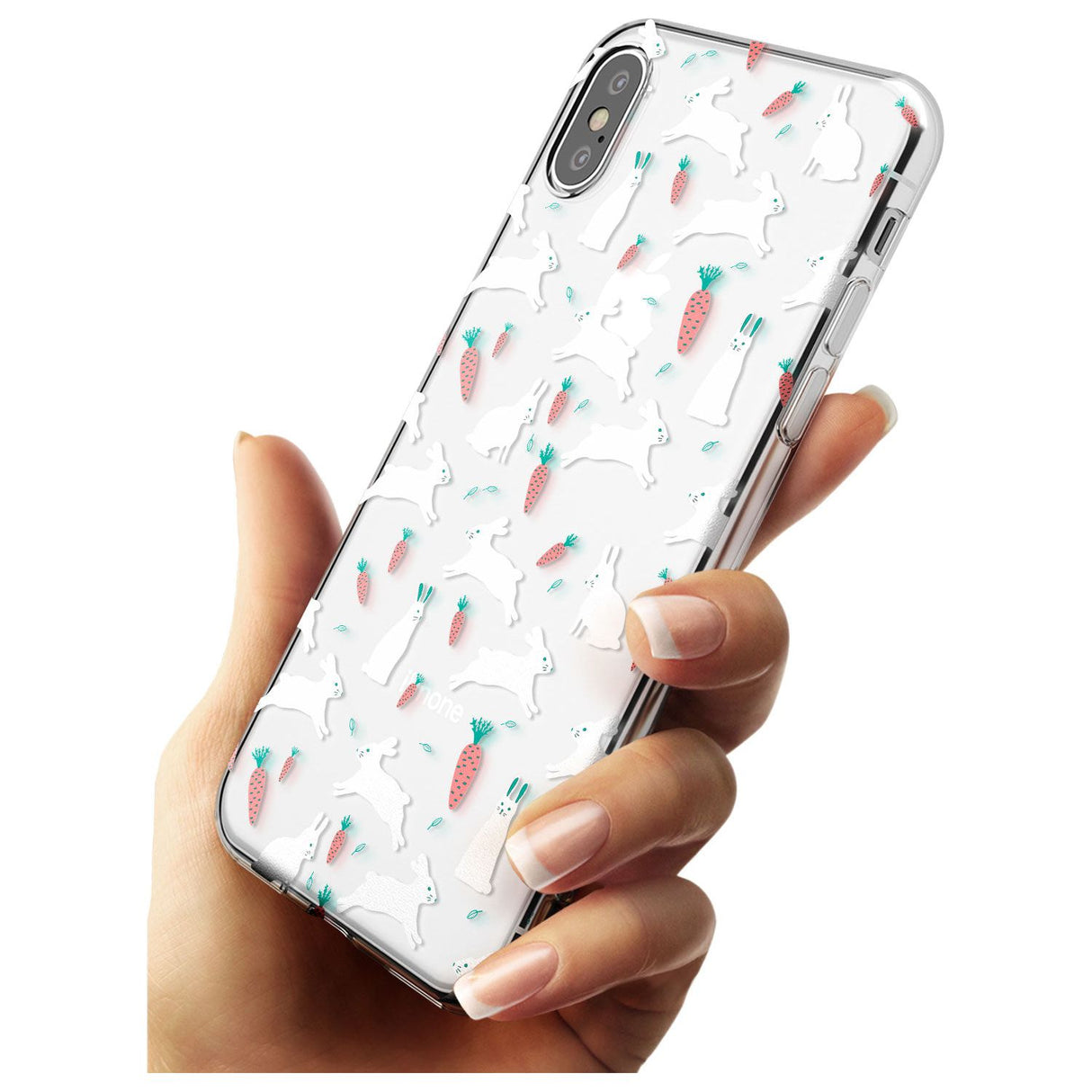 White Bunnies and Carrots Slim TPU Phone Blanc Space X XS Max XR