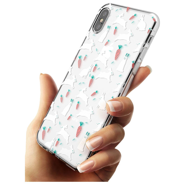 White Bunnies and Carrots Slim TPU Phone Blanc Space X XS Max XR