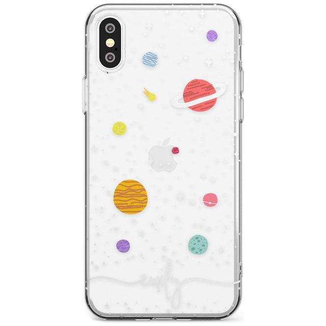 Custom Cute Cartoon Planets (Clear) Black Impact Phone Case for iPhone X XS Max XR