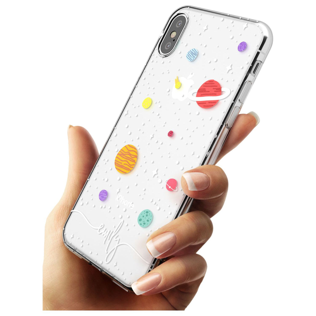 Custom Cute Cartoon Planets (Clear) Black Impact Phone Case for iPhone X XS Max XR