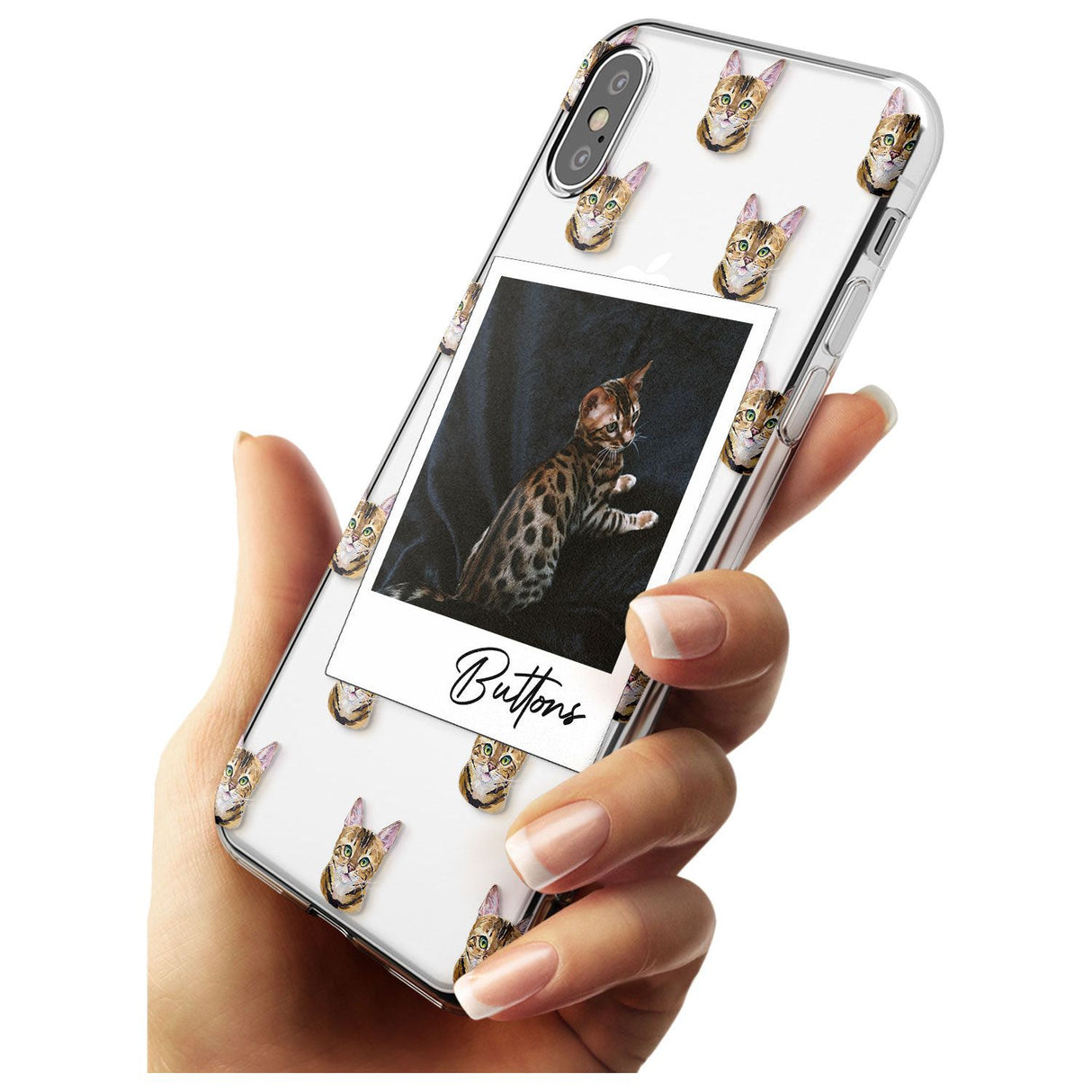 Personalised Bengal Cat Photo Slim TPU Phone Blanc Space X XS Max XR