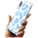 Personalised Blue and White Cow Print Slim TPU Phone Blanc Space X XS Max XR