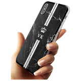 Stripes + Initials with Crown on Black Marble Slim TPU Phone Case Warehouse X XS Max XR