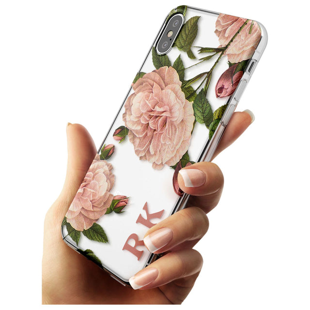 Custom Clear Vintage Floral Pale Pink Peonies Slim TPU Phone Case Warehouse X XS Max XR