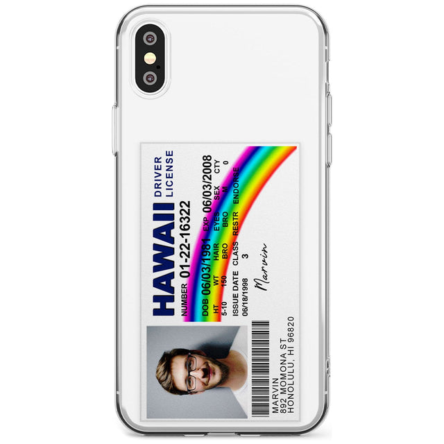 Personalised Hawaii Driving License Slim TPU Phone Blanc Space X XS Max XR