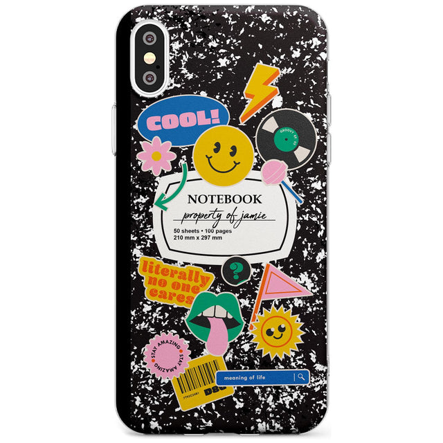 Custom Notebook Cover with Stickers Black Impact Phone Case for iPhone X XS Max XR