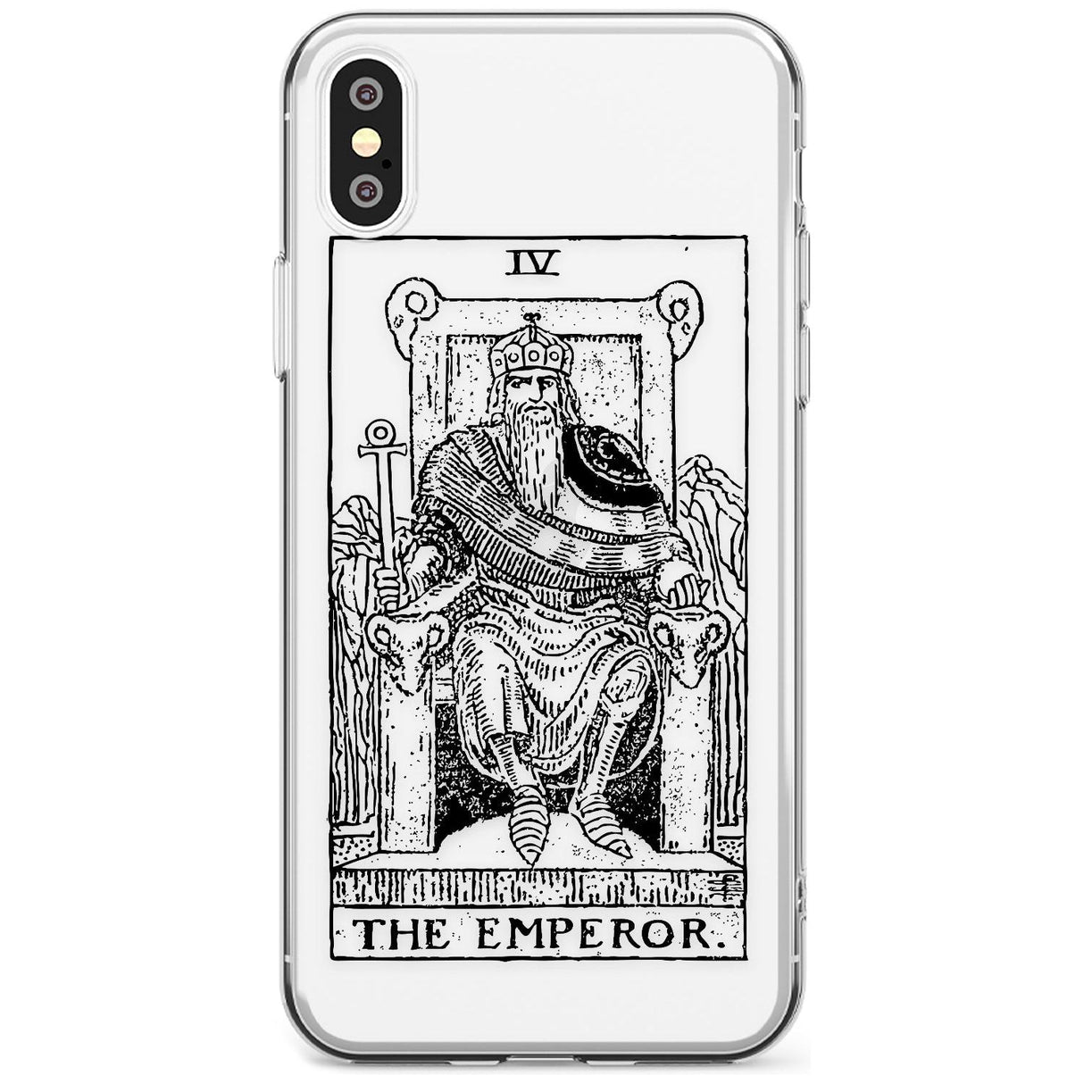 The Emperor Tarot Card - Transparent Black Impact Phone Case for iPhone X XS Max XR