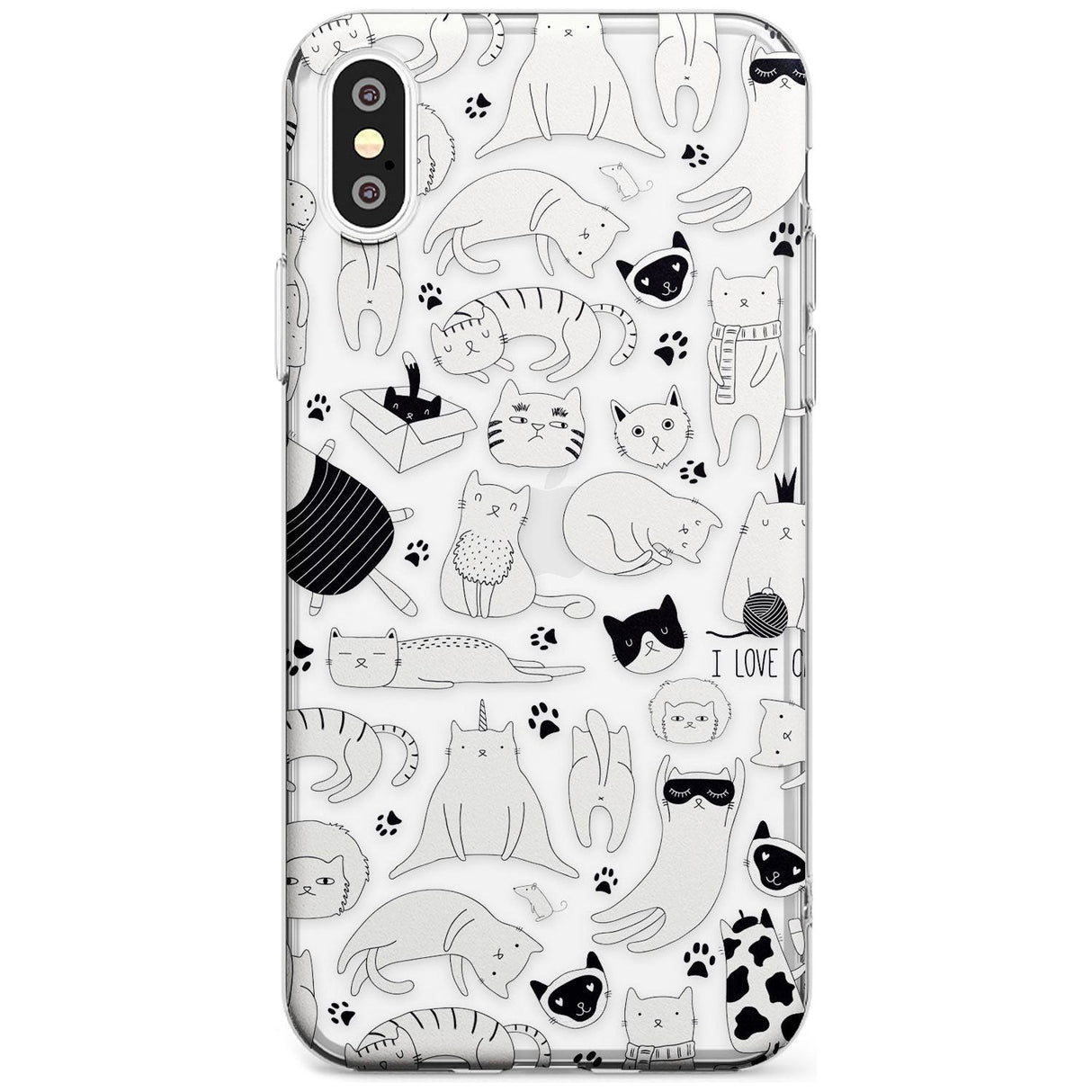 Cartoon Cat Collage - Black & White Black Impact Phone Case for iPhone X XS Max XR