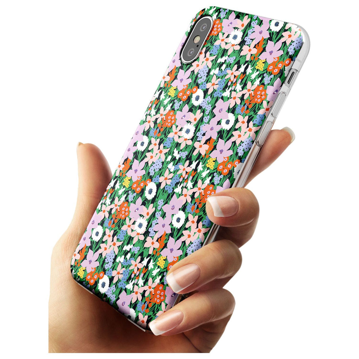 Jazzy Floral Mix: Solid Black Impact Phone Case for iPhone X XS Max XR