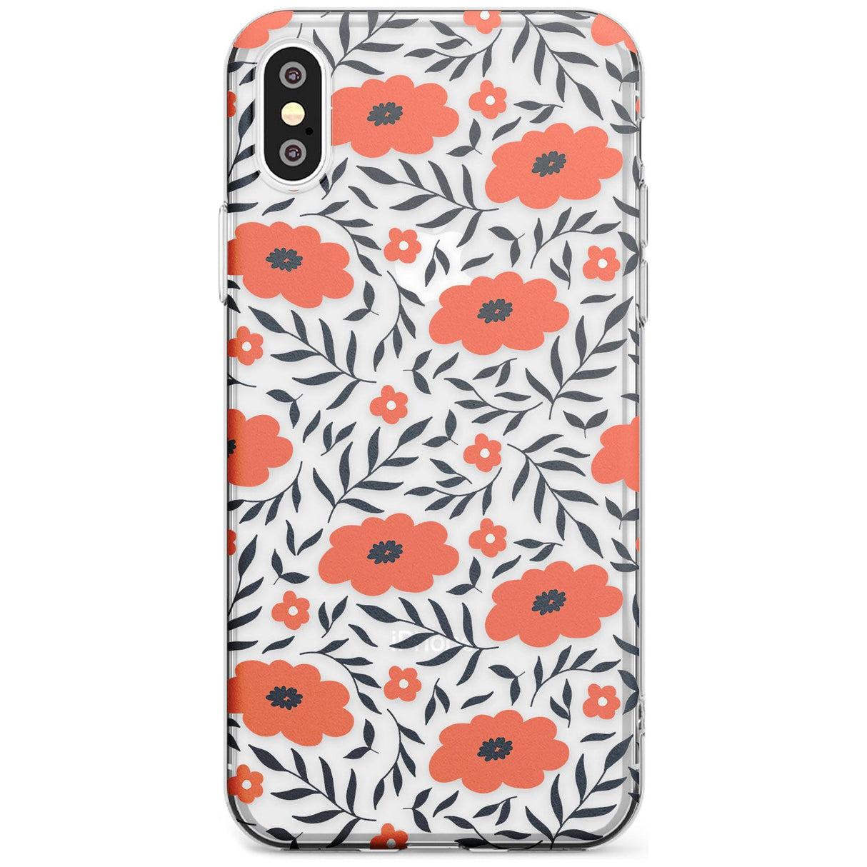 Red Poppy Transparent Floral Slim TPU Phone Case Warehouse X XS Max XR