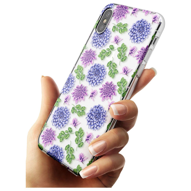 Purple Dahlias Transparent Floral Slim TPU Phone Case Warehouse X XS Max XR