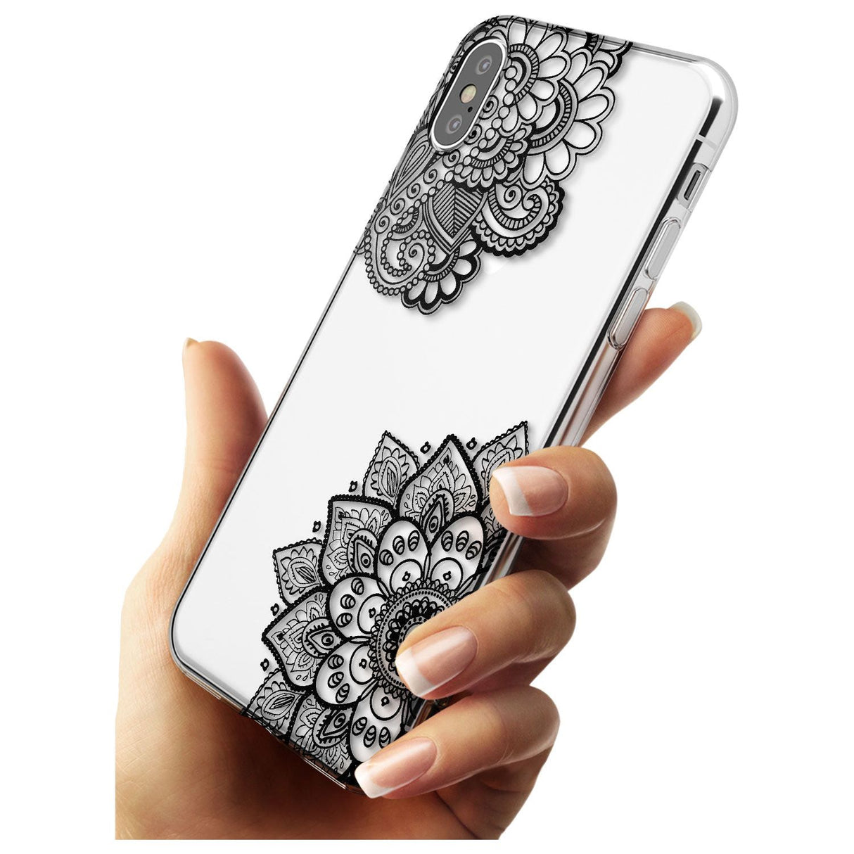 Black Henna Florals Slim TPU Phone Blanc Space X XS Max XR