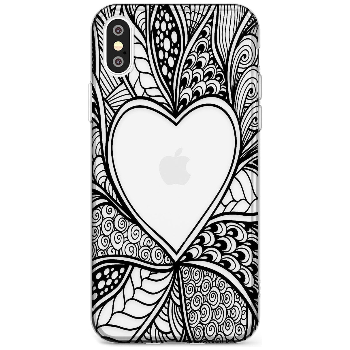 Black Henna Heart Slim TPU Phone Blanc Space X XS Max XR