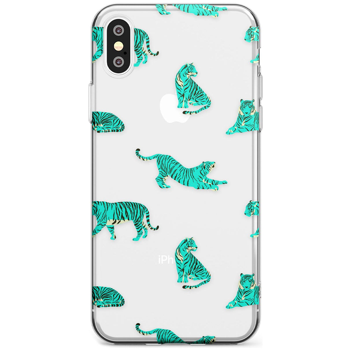 Turquoise Tiger Jungle Cat Pattern Slim TPU Phone Case Warehouse X XS Max XR