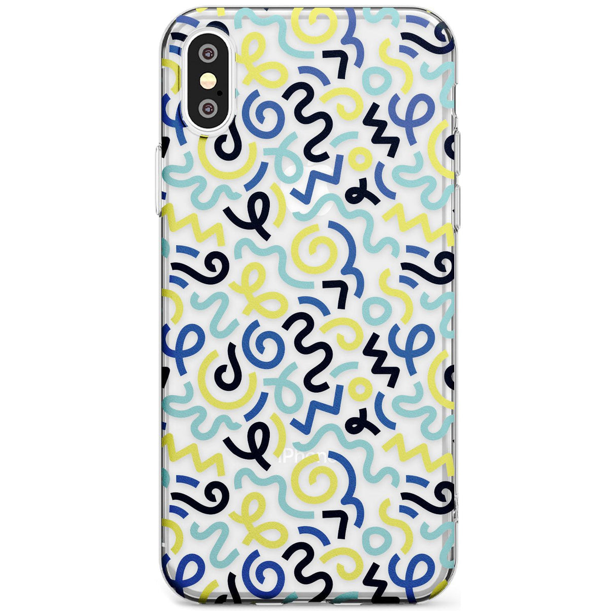 Blue & Yellow Shapes Memphis Retro Pattern Design Slim TPU Phone Case Warehouse X XS Max XR