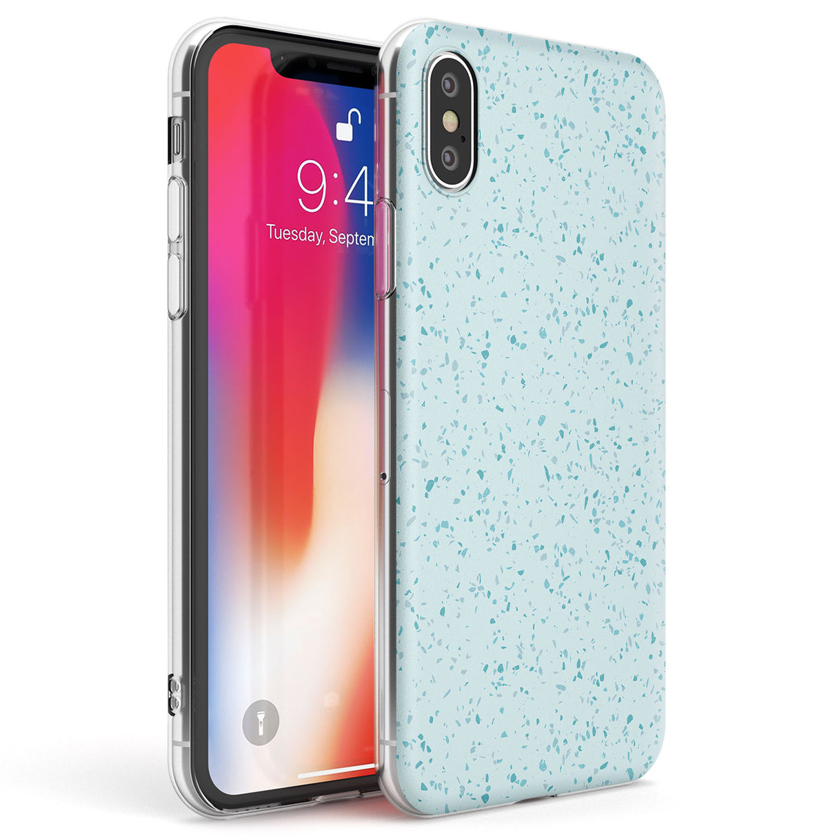 Light Blue Terrazzo Pattern Phone Case iPhone X / iPhone XS / Clear Case,iPhone XR / Clear Case,iPhone XS MAX / Clear Case Blanc Space