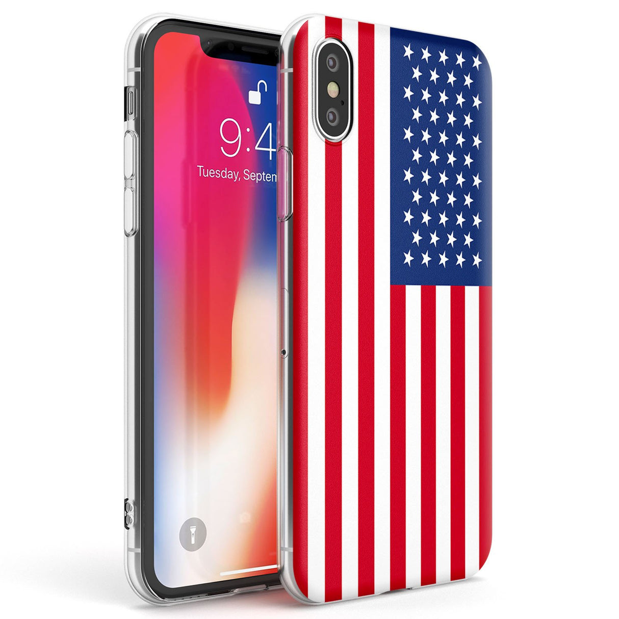 American Flag Phone Case iPhone X / iPhone XS / Clear Case,iPhone XR / Clear Case,iPhone XS MAX / Clear Case Blanc Space